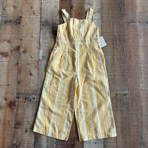 Tommy Bahama Girls Size 4T Yellow and White Striped Jumpsuit Overall Romper - Picture 1 of 10